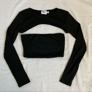 Princess Polly Black Crop Top Set